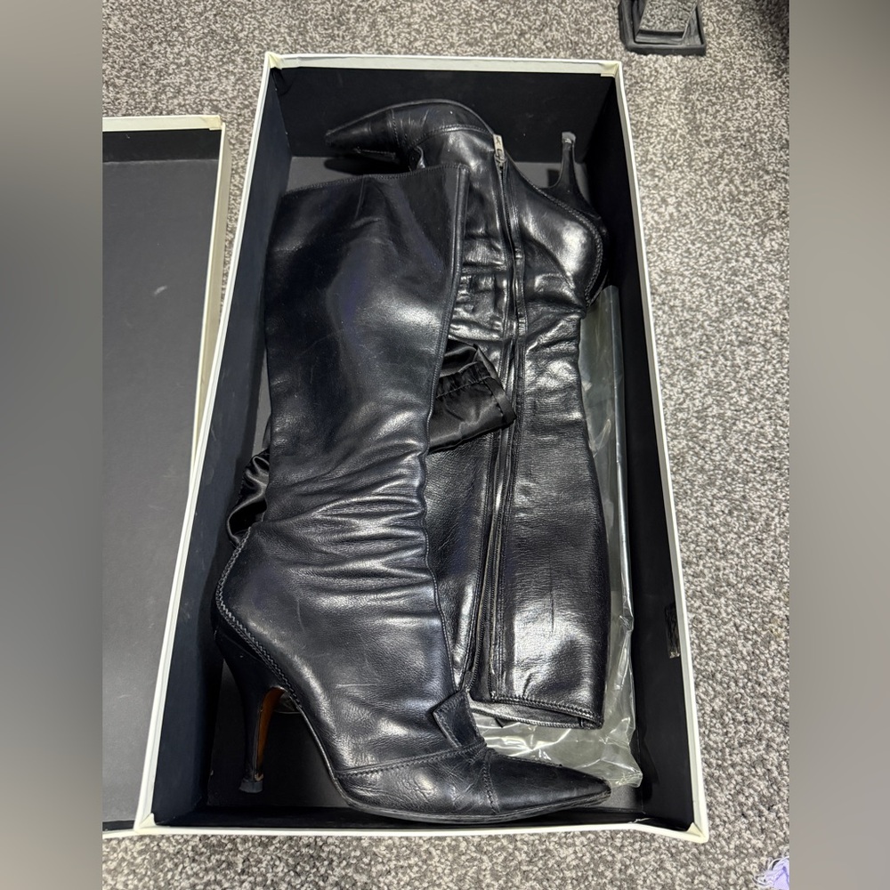 YSL Black Leather Women's Tall Boots 38.5